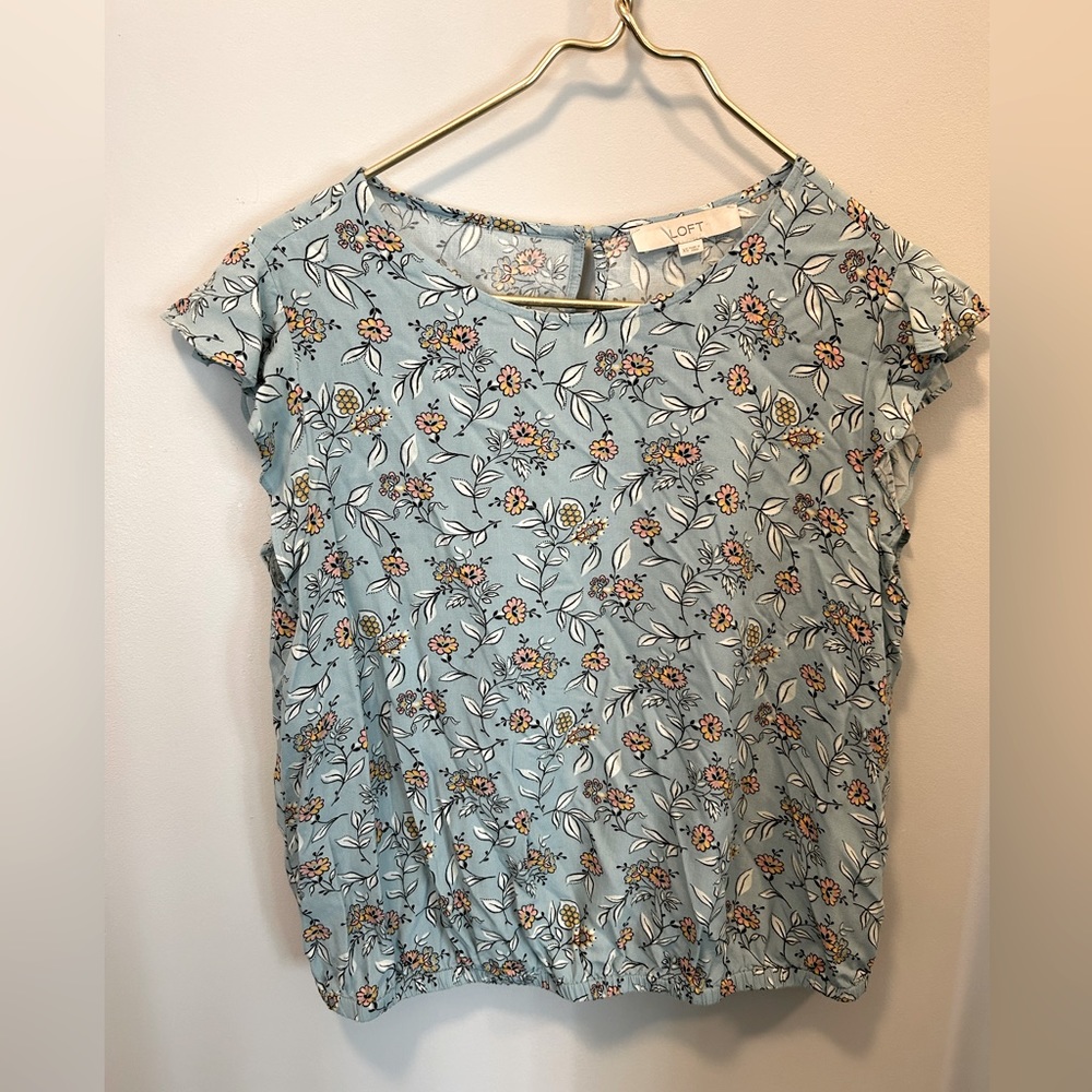 Loft Flutter Sleeve Floral Top